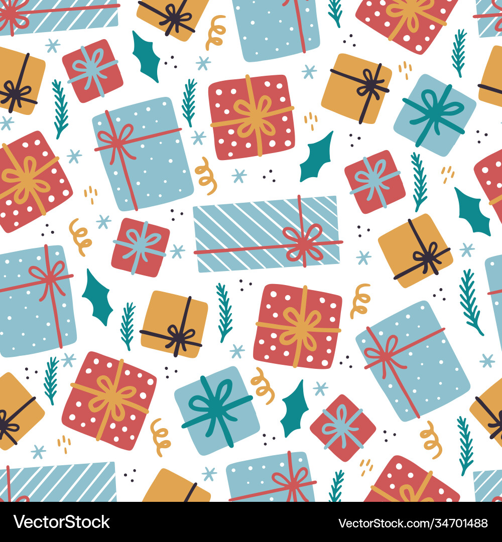 Christmas funny seamless pattern with elements Christmas funny seamless pattern with elements vector image