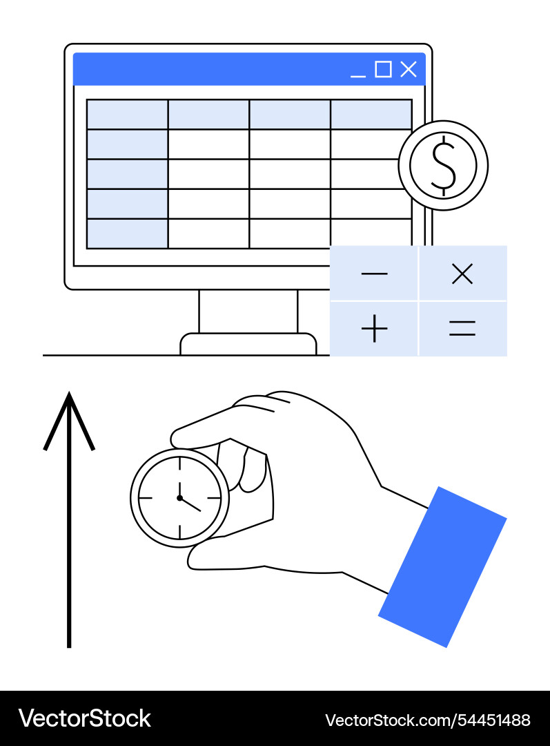 Digital financial management concept with computer Digital financial management concept with computer vector image