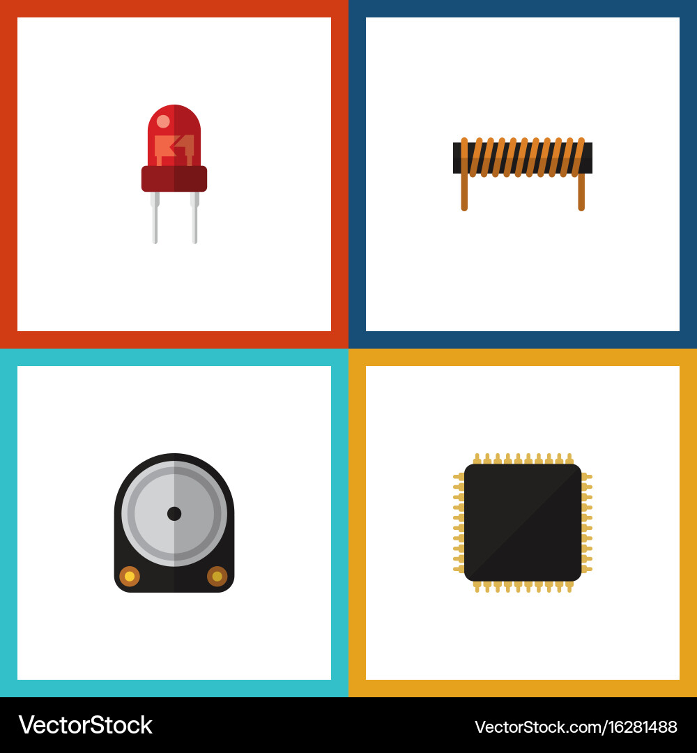 Flat icon appliance set of hdd recipient cpu Vector Image