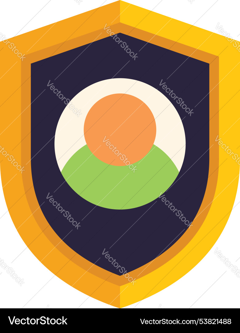 Golden shield protecting user profile with secure Golden shield protecting user profile with secure vector image