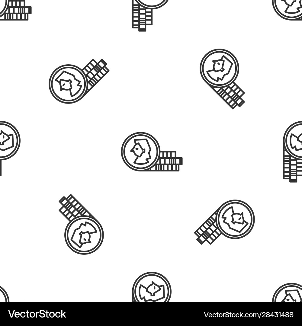 Grey line coin for game icon isolated seamless Grey line coin for game icon isolated seamless vector image