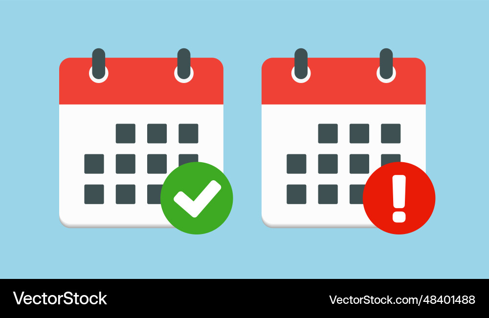 Icon calendar - popup message check and error vector image