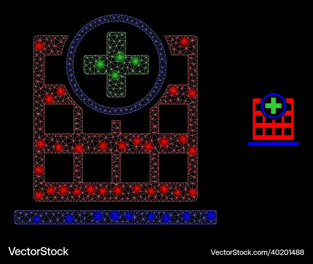 Mesh net hospital building with shiny Mesh net hospital building with shiny vector image