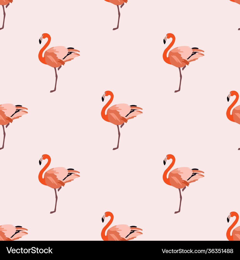 Minimalistic seamless pattern with bright flamingo Minimalistic seamless pattern with bright flamingo Vector Image