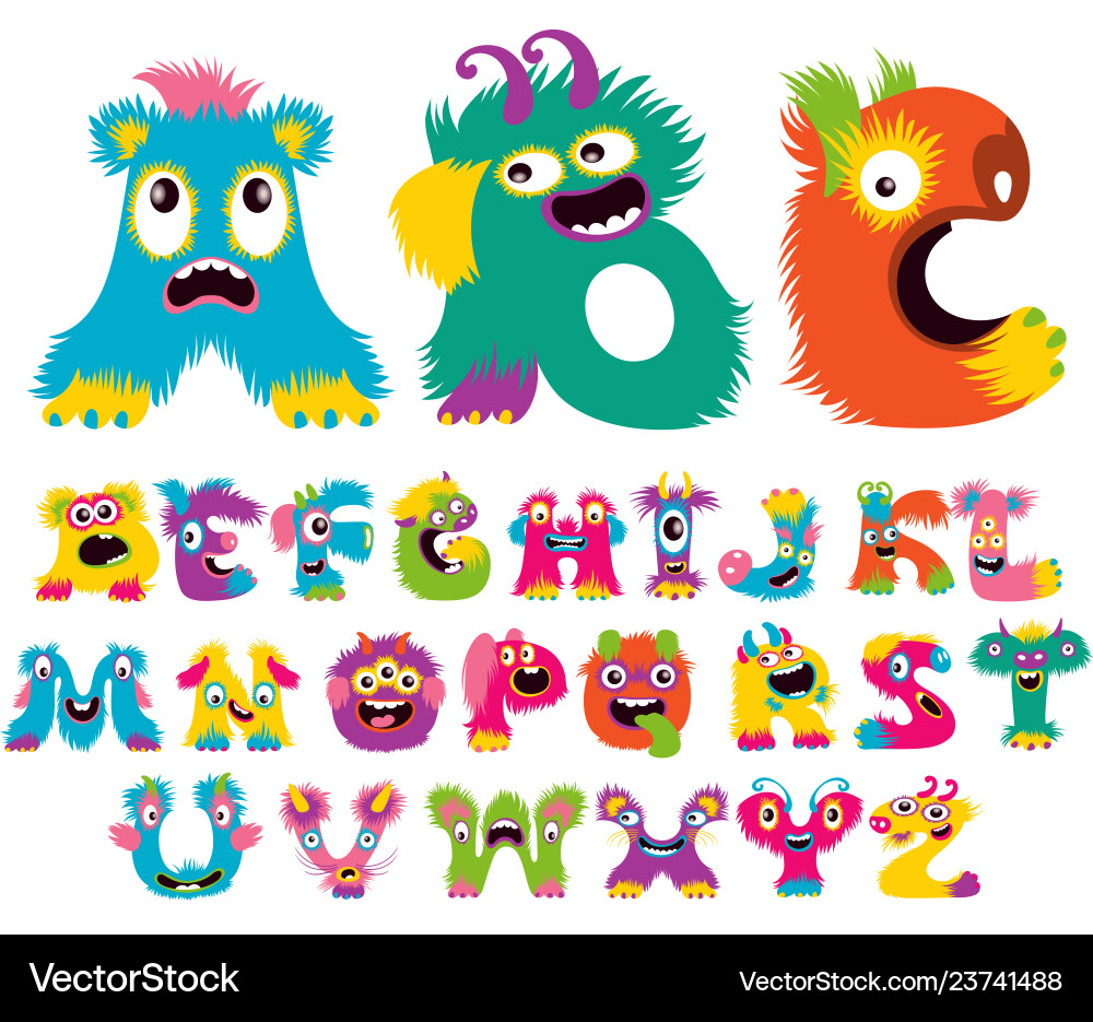 Monster Alphabet Kids Cartoon vector image