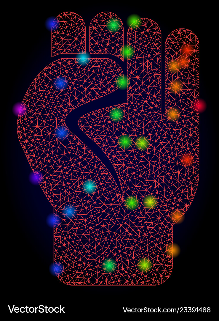 Red mesh clenched fist with spectrum Red mesh clenched fist with spectrum vector image