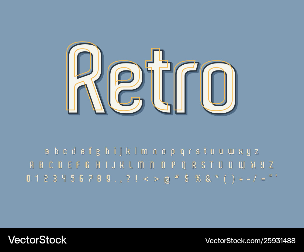 Retro font and alphabet stock Retro font and alphabet stock vector image