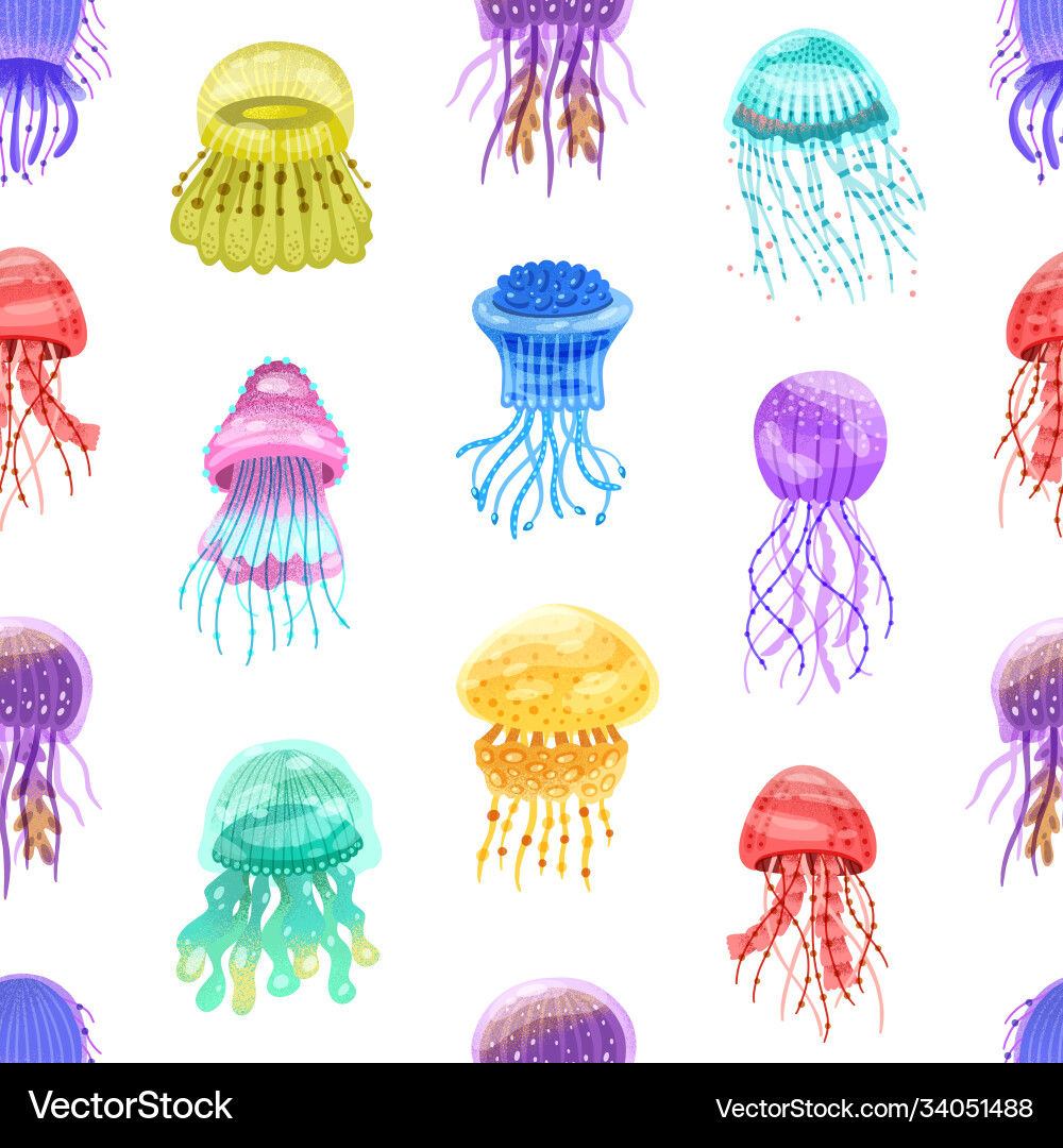 Seamless pattern motley gradient jellyfish Seamless pattern motley gradient jellyfish vector image