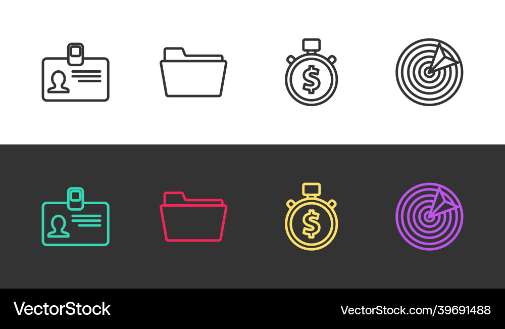 Set line identification badge document folder Set line identification badge document folder vector image
