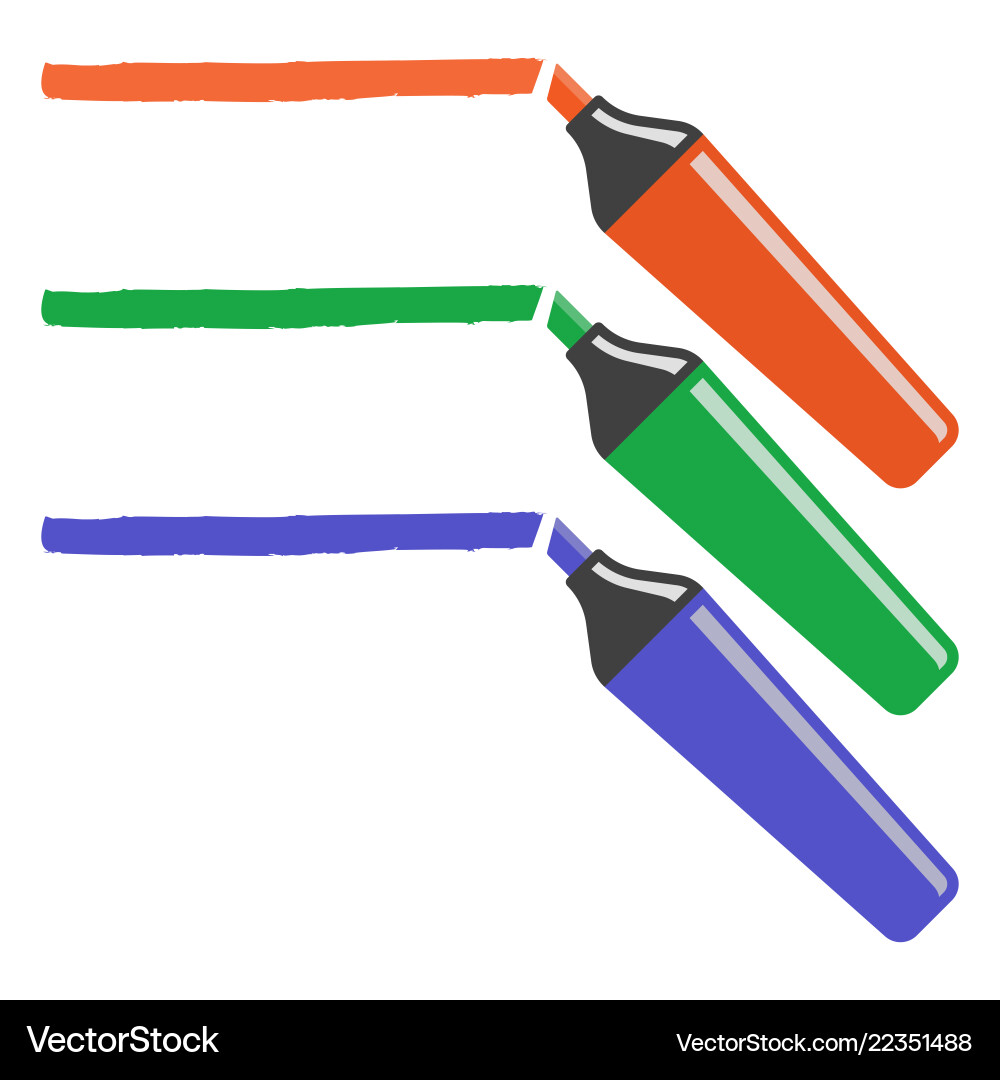 Set of three markers different colors Set of three markers different colors vector image