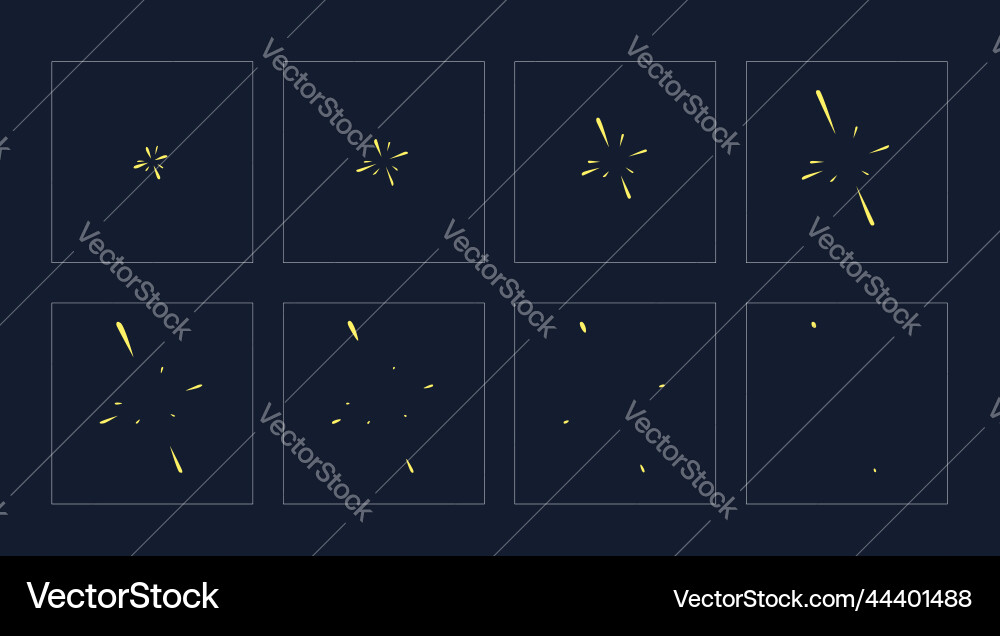 Shine effect sprite blast fx game sequence Shine effect sprite blast fx game sequence vector image