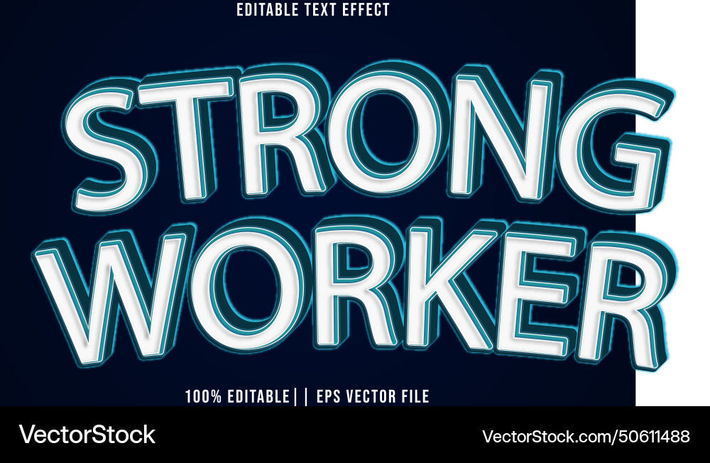 Strong worker editable text effect 3d emboss style vector image