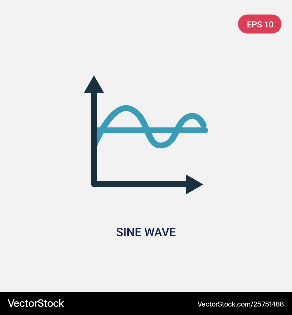 Two color sine wave icon from user interface Two color sine wave icon from user interface vector image