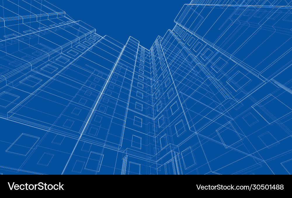 Wire-frame model a multi-storey building Wire-frame model a multi-storey building Vector Image