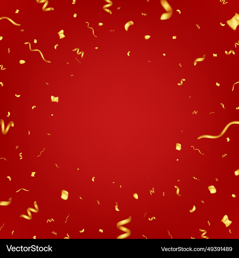 3d party gold confetti auf rotem Hintergrund 3d party gold confetti auf rotem Hintergrund vektorbild