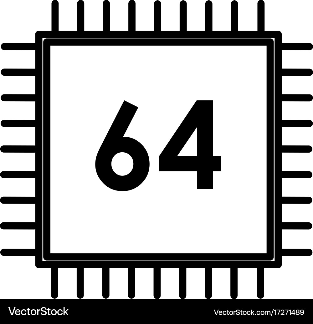 64 bit processor icon vector image