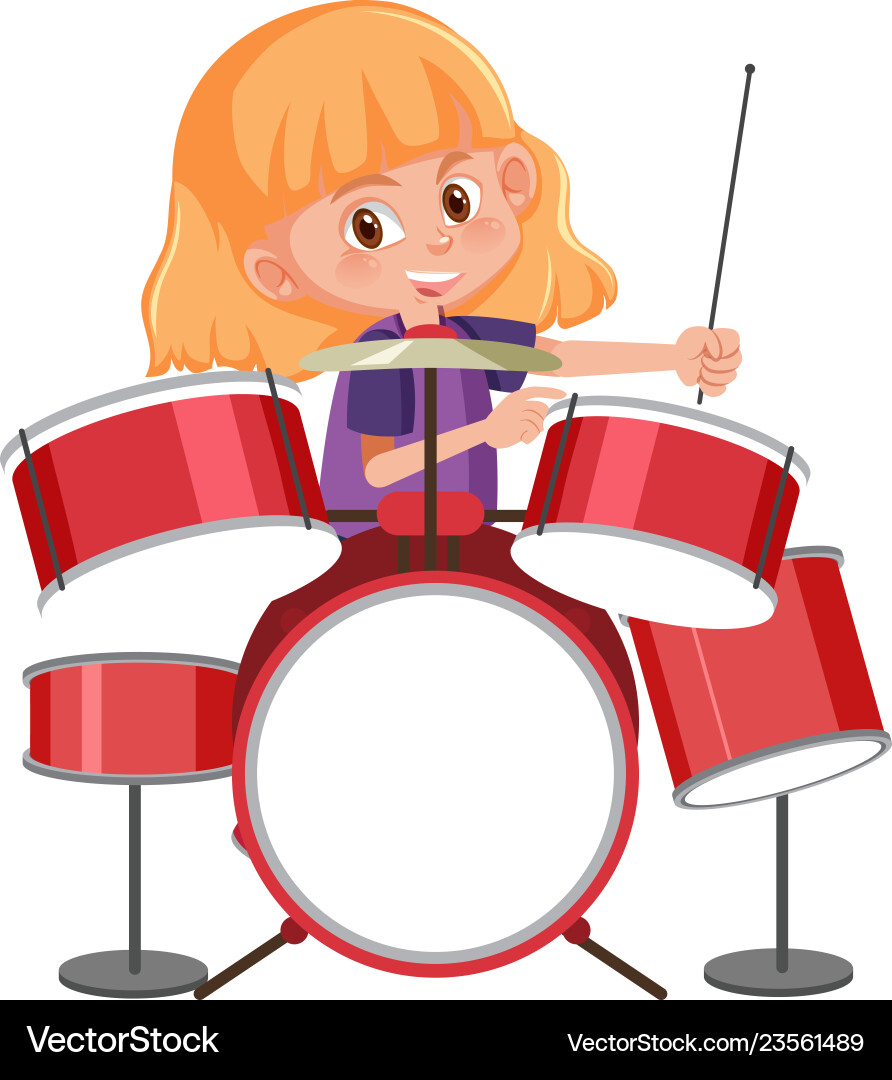 A gitl playing drum Vector Image