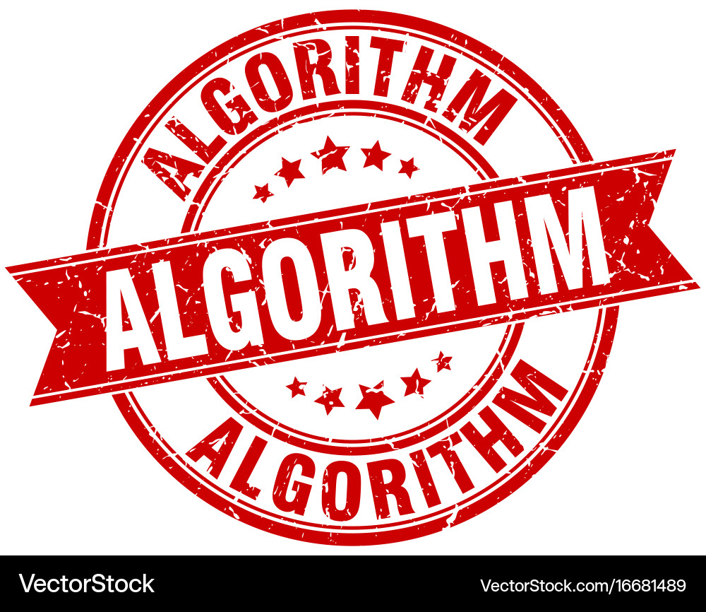 Algorithm round grunge ribbon stamp vector image
