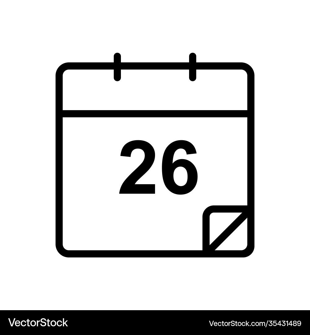 Basic 26 date calendar line icon simple design Basic 26 date calendar line icon simple design vector image