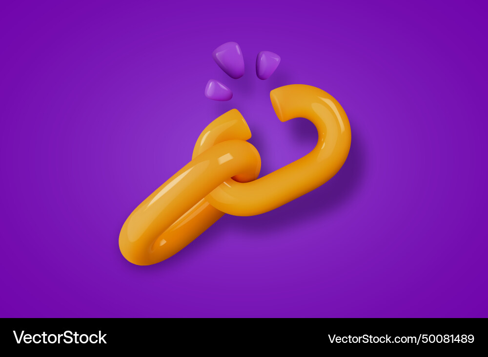 Broken chain 3d icon weakness link Broken chain 3d icon weakness link vector image