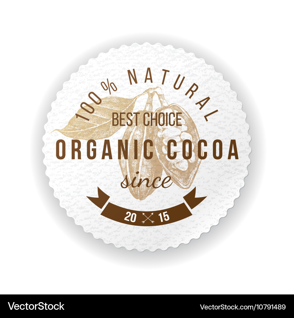Cocoa round label with type design vector image