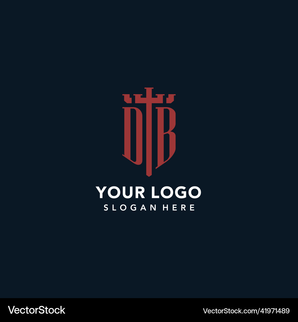 Db initial monogram logos with sword and shield Db initial monogram logos with sword and shield Vector Image