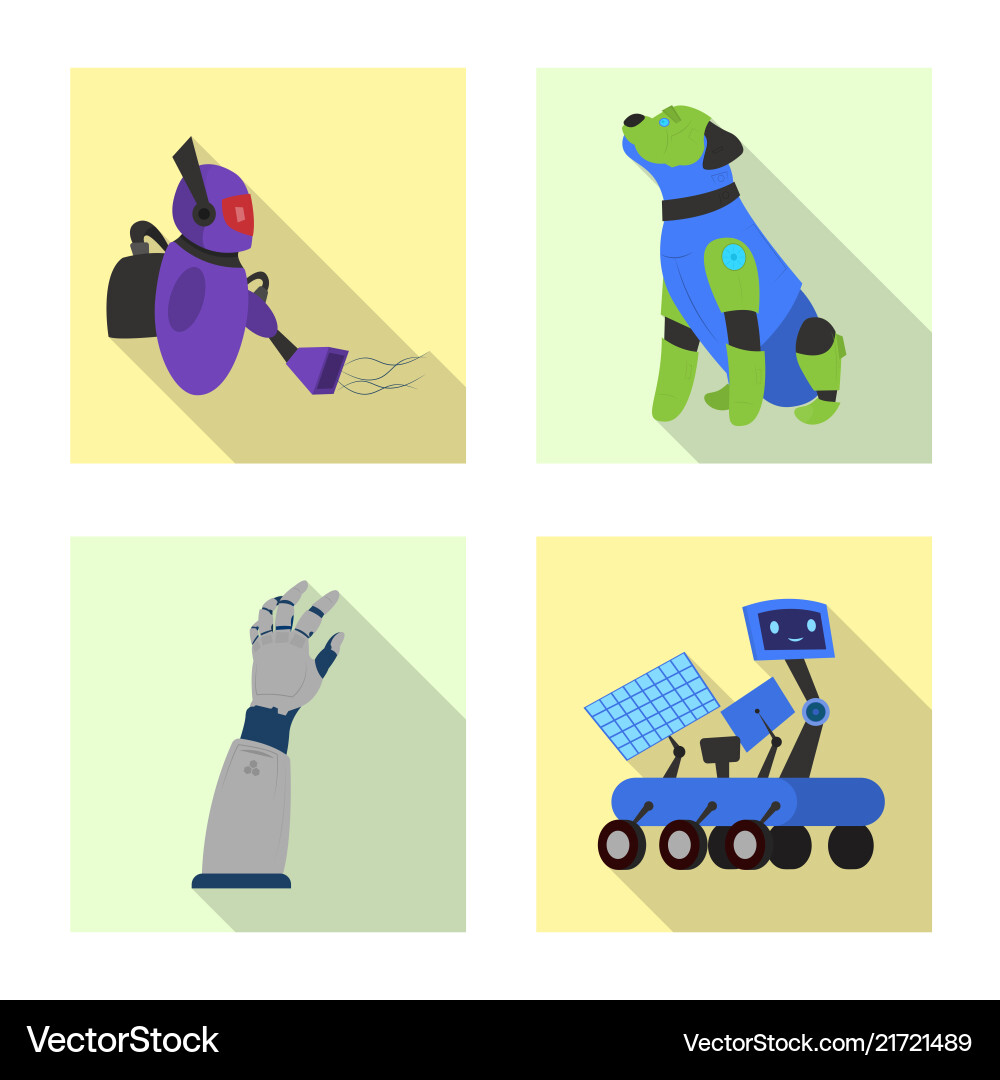 Design of robot and factory sign set Design of robot and factory sign set vector image