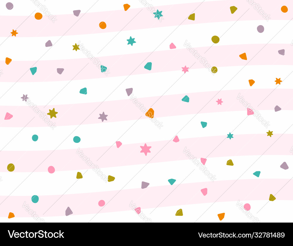 Flat confetti scattered on background with curved Flat confetti scattered on background with curved Vector Image