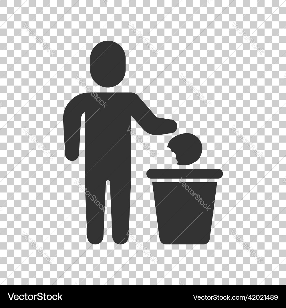Garbage bin with people icon in flat style vector image