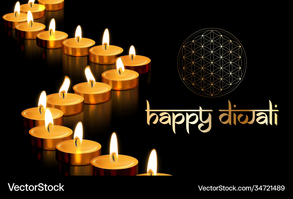 Glückliche diwali goldene Kerze Licht indische Grüße Glückliche diwali goldene Kerze Licht indische Grüße vektorbild