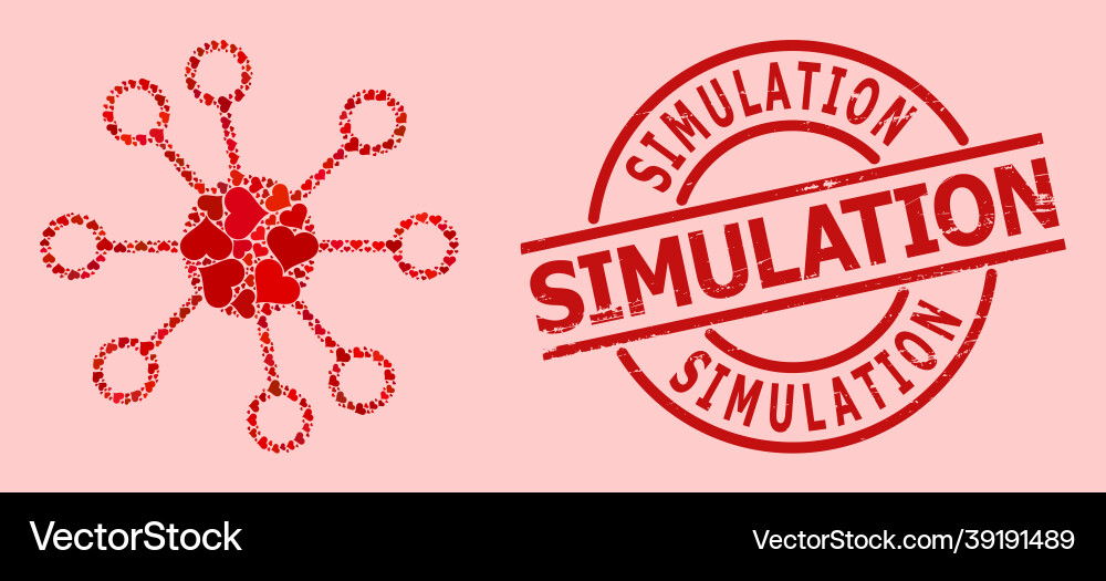 Grunge simulation stamp and red lovely node links Grunge simulation stamp and red lovely node links vector image