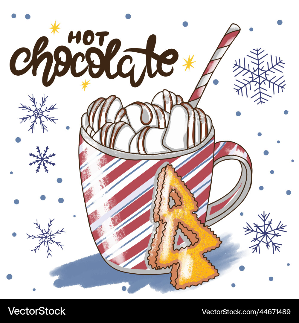 Hot chocolate hand lettering delicious drink Hot chocolate hand lettering delicious drink vector image