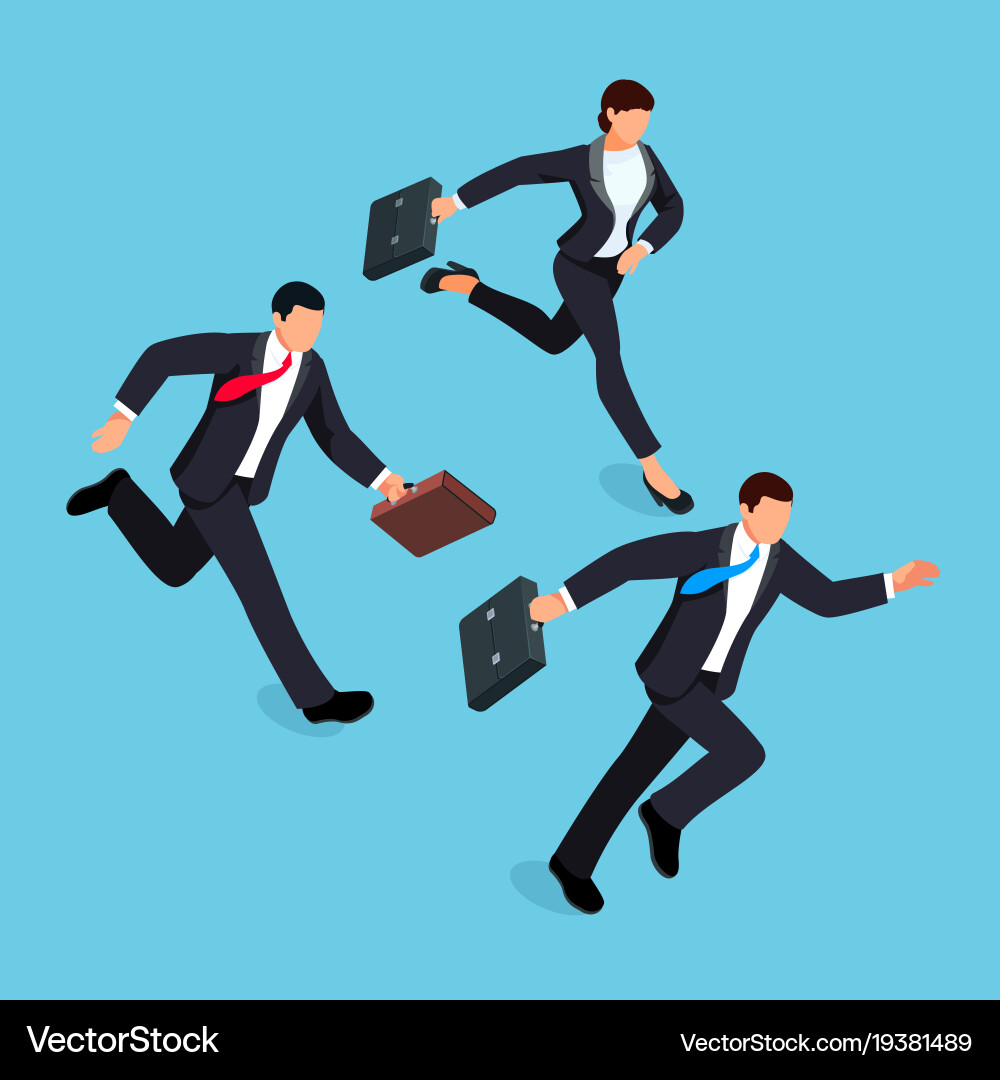 Isometric businessmen running race isolated vector image