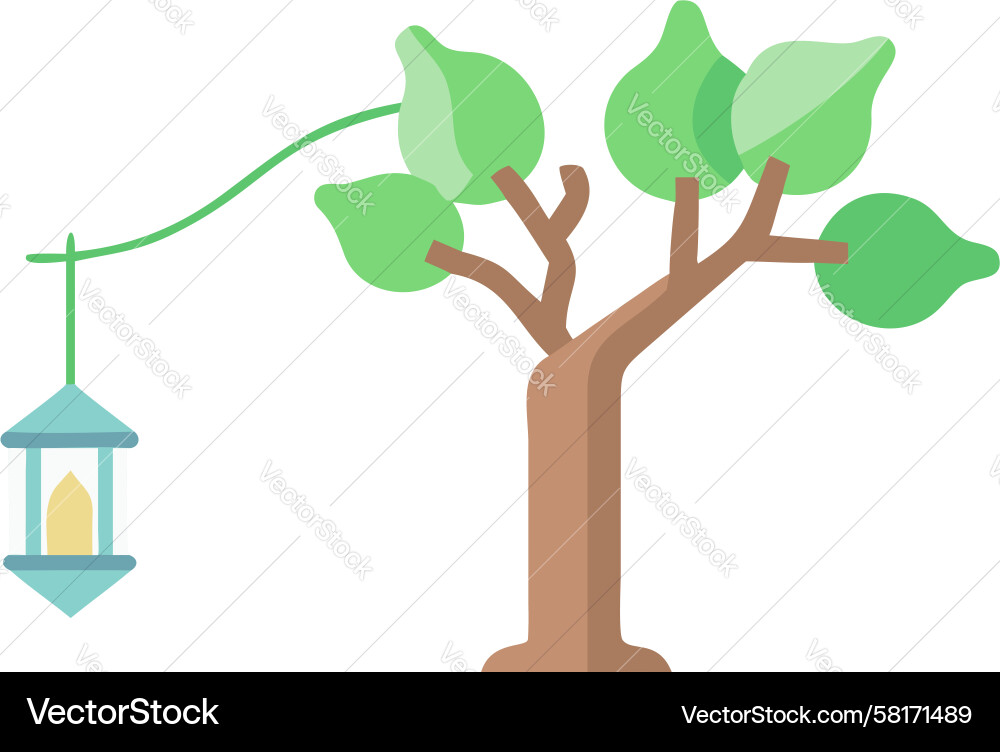 Lantern Tree Art - Generative AI Vector Image