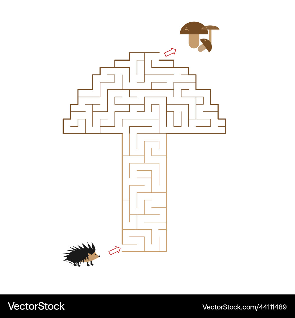 Mushroom shaped labyrinth with entry and one exit Mushroom shaped labyrinth with entry and one exit vector image