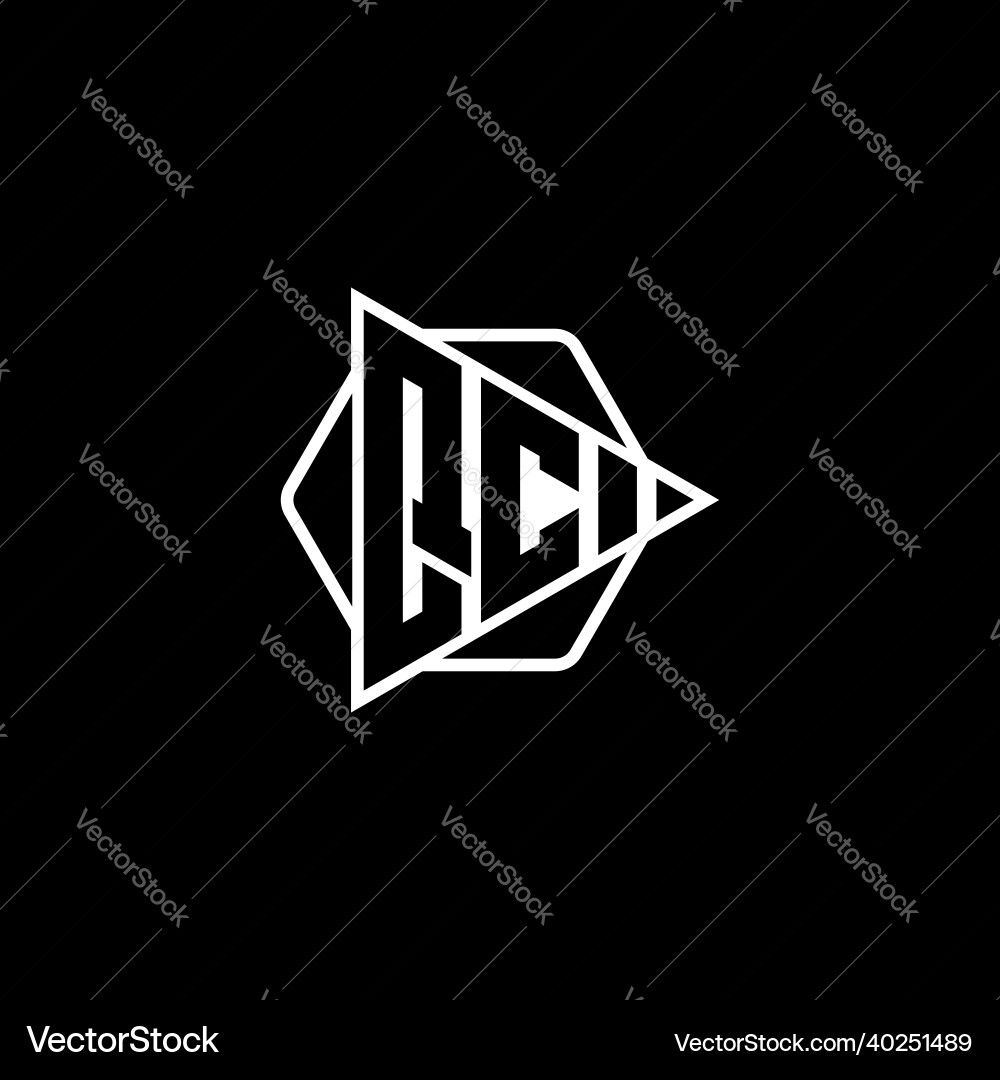 Qc logo monogram triangle play button Qc logo monogram triangle play button vector image