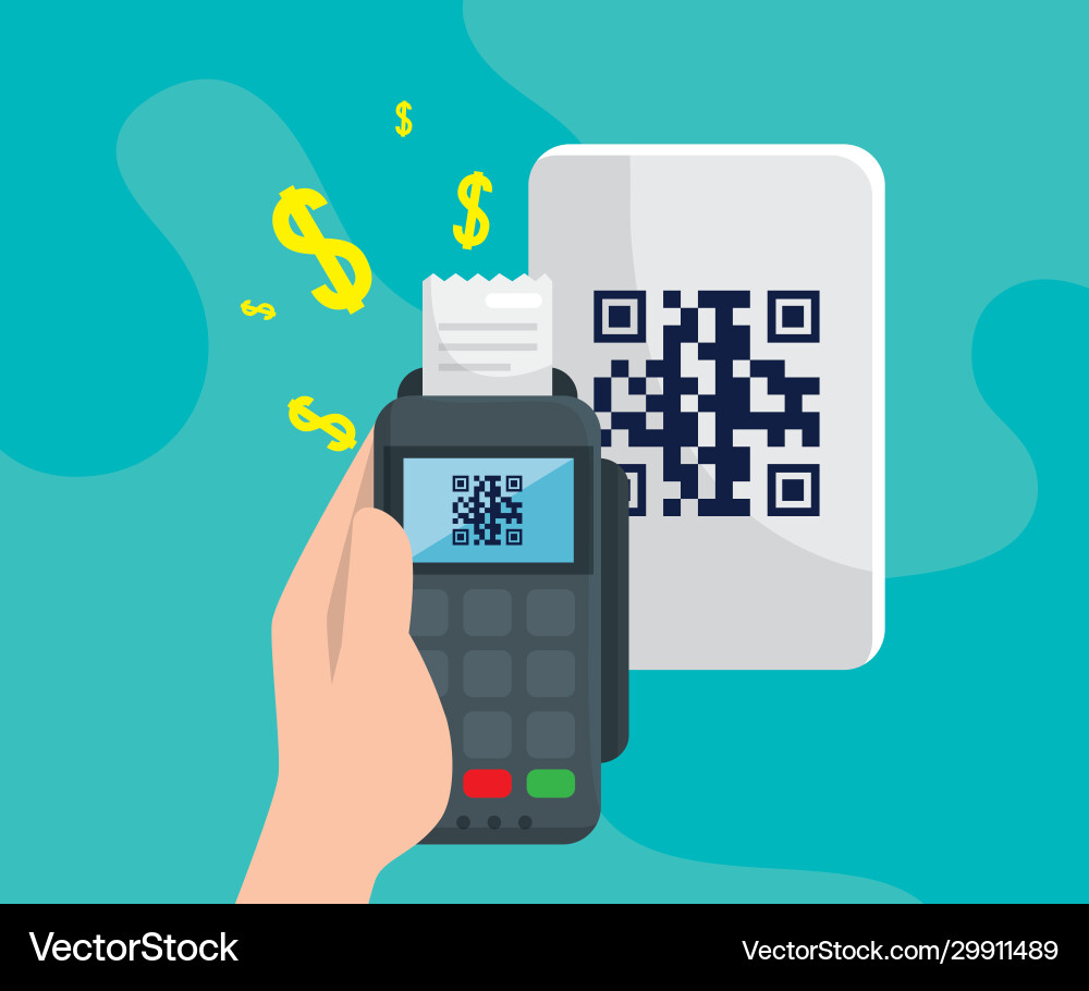 Scan code qr with dataphone Vector Image