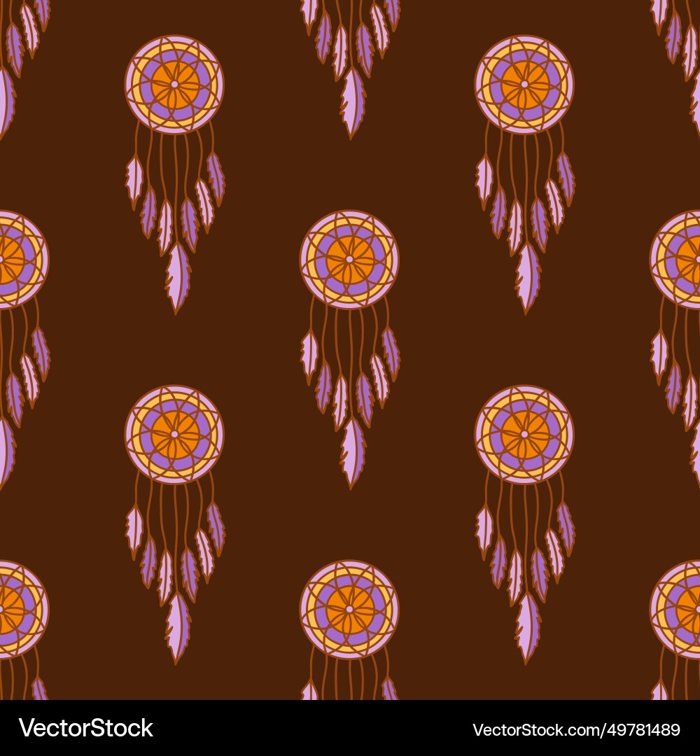 Seamless pattern dreamcatcher with feathers Seamless pattern dreamcatcher with feathers vector image