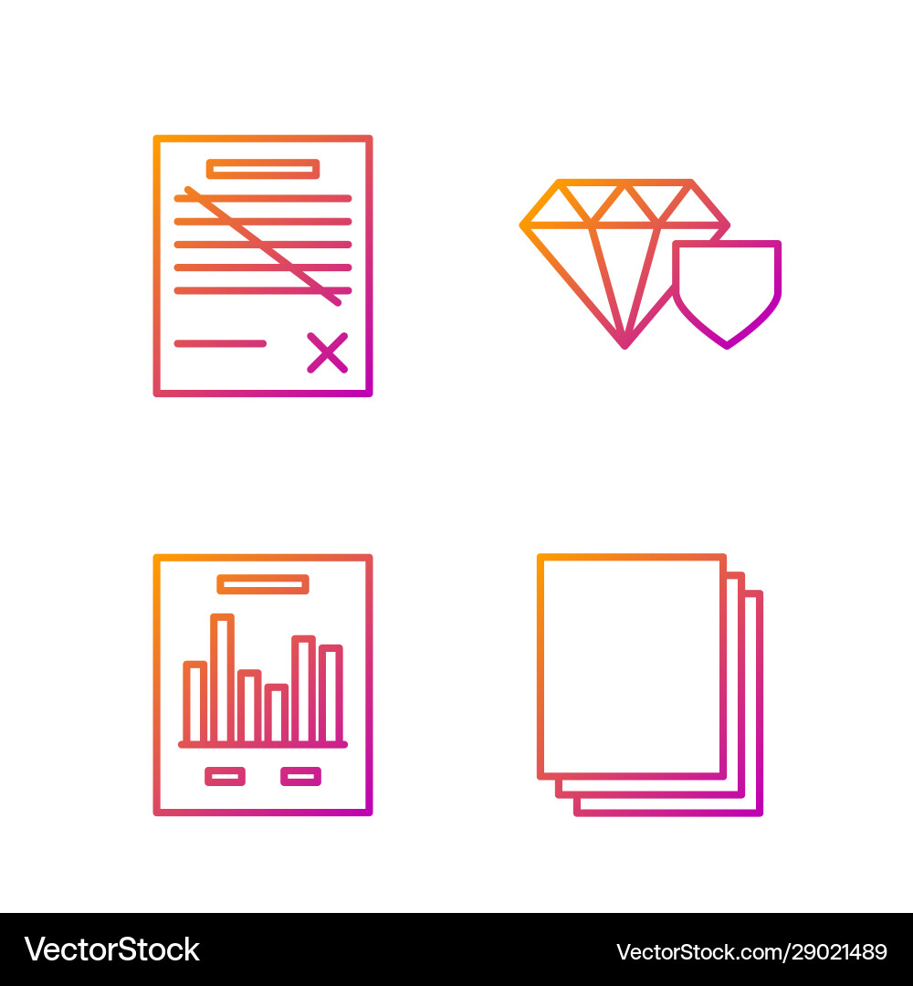 Set line clean paper document with graph chart Set line clean paper document with graph chart vector image