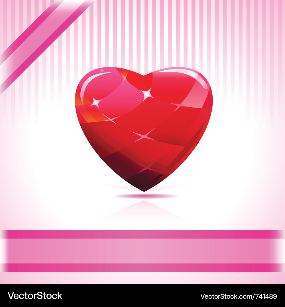 Shiny Ruby Heart on Pink Vector Image