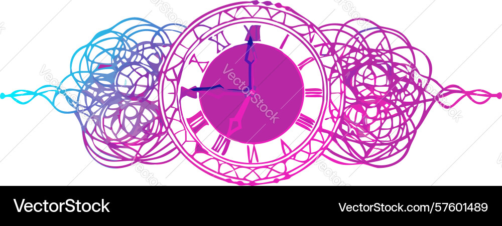 Tangled time abstract clock with chaotic line art vector image