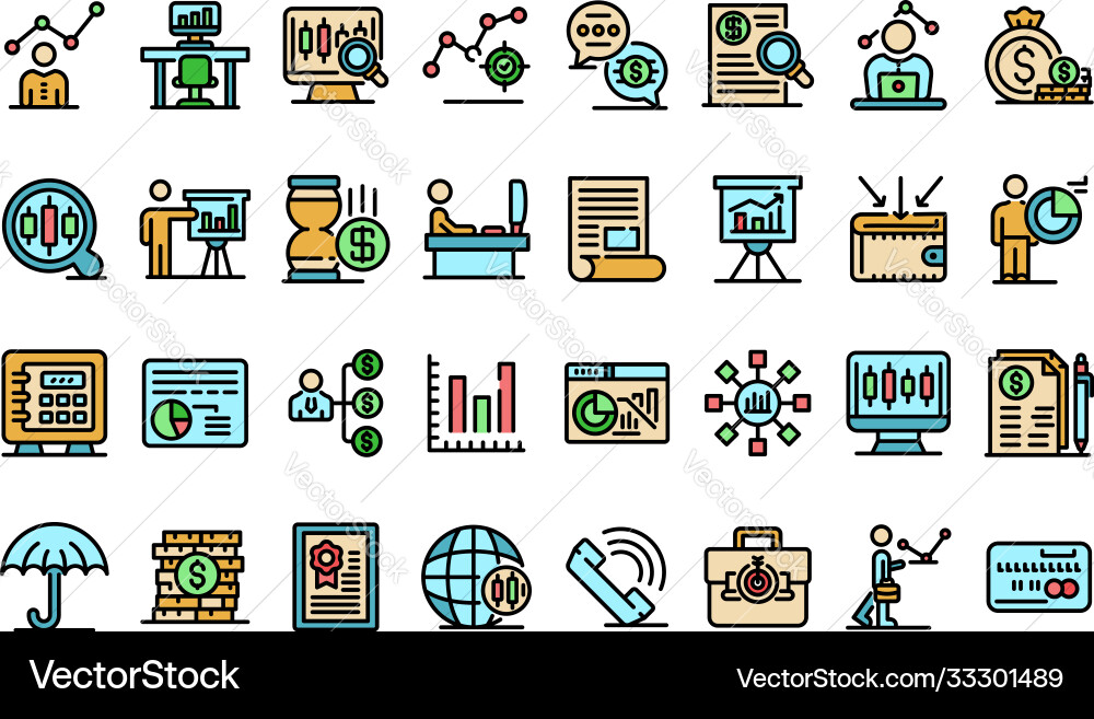 Trader icons set flat Trader icons set flat vector image