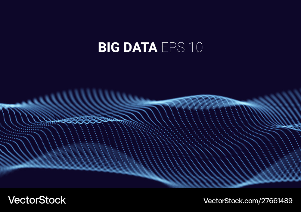 Waves with particles on dark background complex Waves with particles on dark background complex vector image