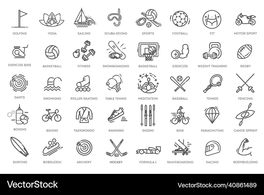 Web set of fittness thin line icons Web set of fittness thin line icons vector image