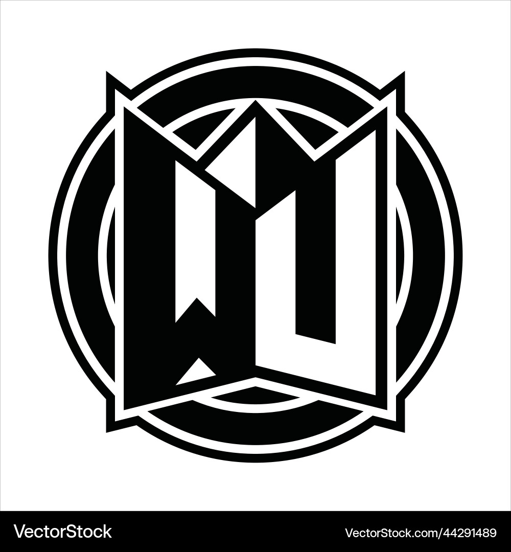 Wu logo monogram circle rounded design Wu logo monogram circle rounded design Vector Image