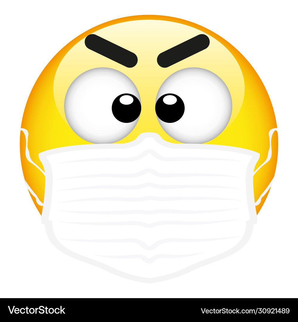 Yellow emoji wearing a surgical mask emoticon Yellow emoji wearing a surgical mask emoticon vector image