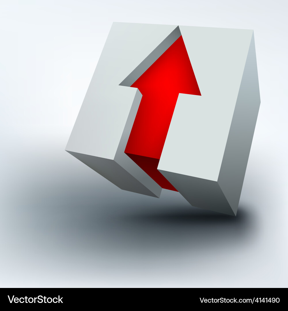 3d cube with arrow vector image