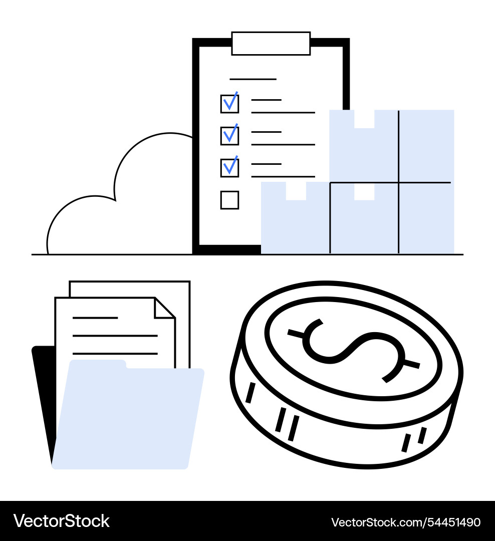 Business workflow management with checklist files vector image