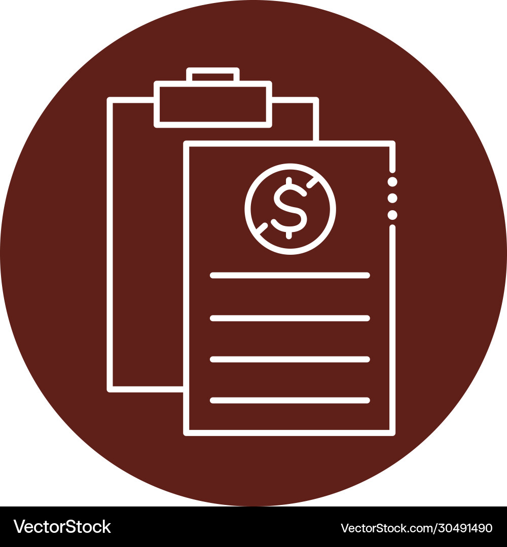 Clipboard with paper document block line style vector image