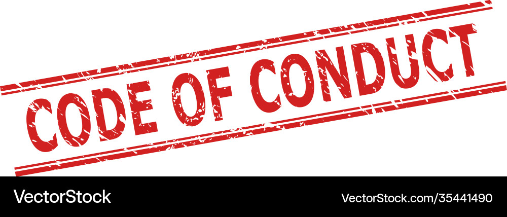 Code of conduct watermark with corroded surface Vector Image